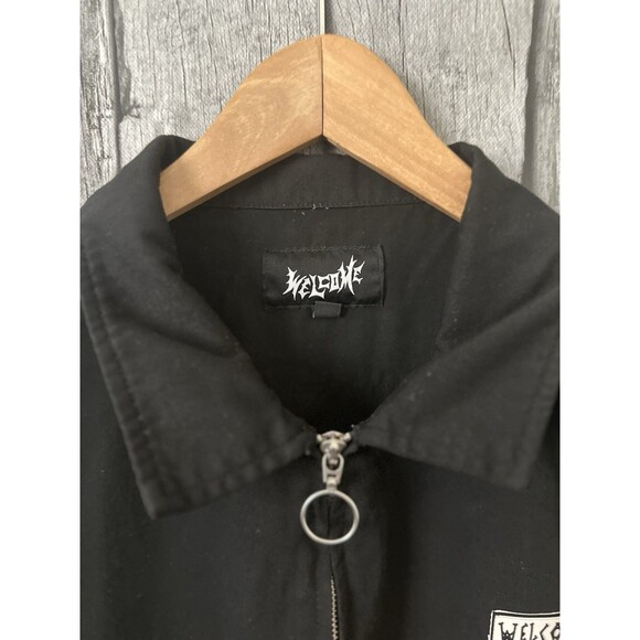 Welcome Men’s Black ZIP Up Collared Shirt Sz XL Goth Skater Punk - Picture 4 of 5